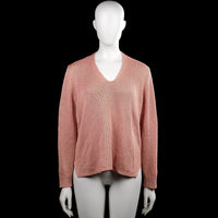Lindex - Long-sleeve top - Rose - Size M - Rose solid knit top with a V-neckline and long sleeves. Ribbed cuffs and a straight hem with side slits.