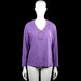 Wob - Long-sleeve top - Purple - Size 40, 42 - Purple solid long-sleeve top with a V-neckline and decorative trim around the neckline. Straight hem and plain cuffs.