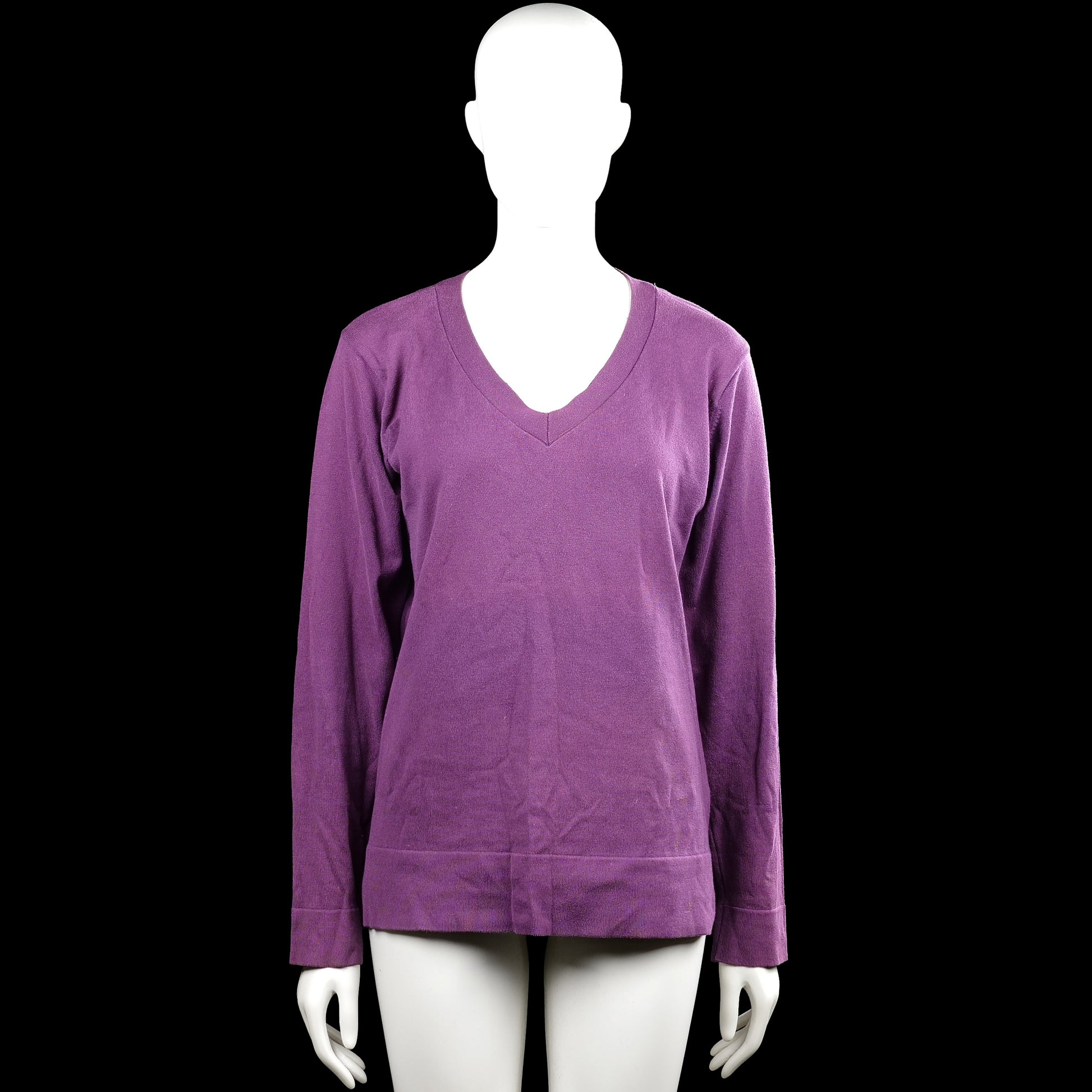 Human Nature - Long-sleeve top - Purple - Size XXL - Solid purple long-sleeve top with a V-neckline. Straight hem and plain cuffs.