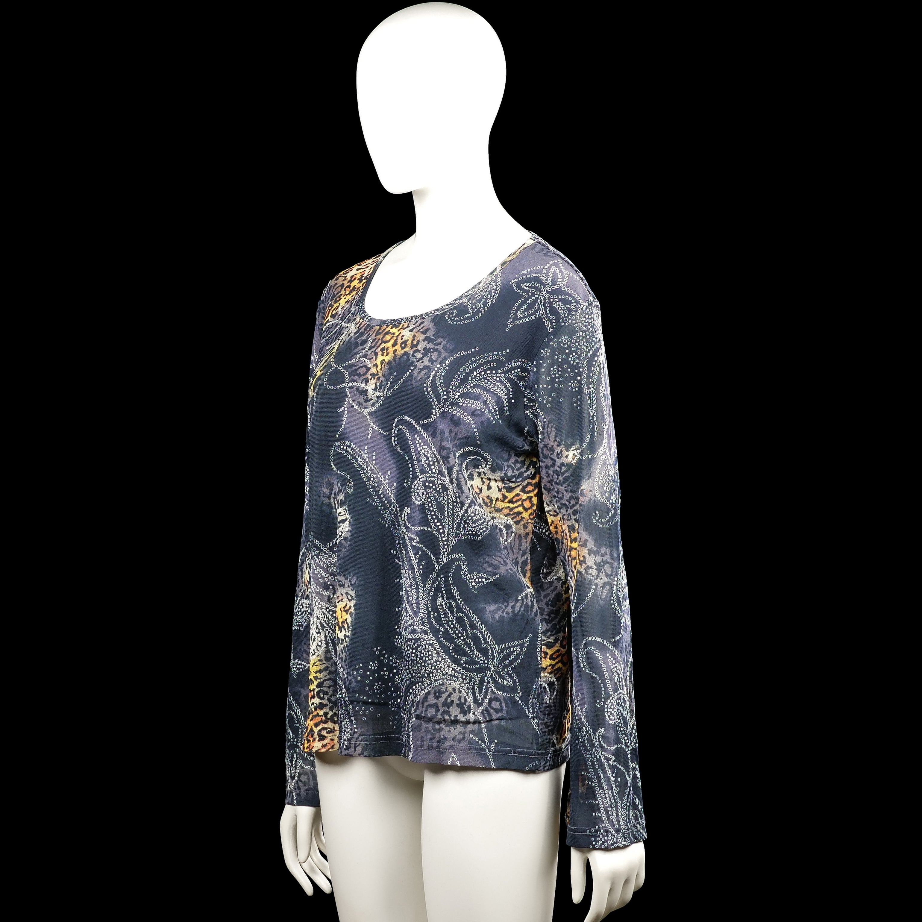 Long-sleeve top - Navy & Beige - Size L