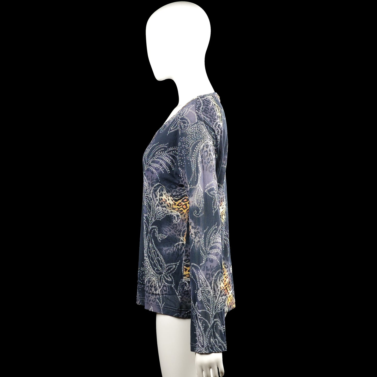 Long-sleeve top - Navy & Beige - Size L