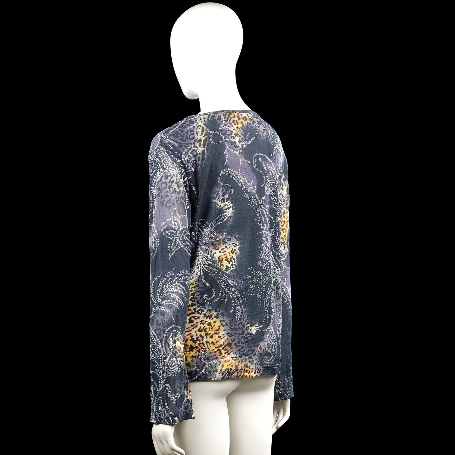 Long-sleeve top - Navy & Beige - Size L