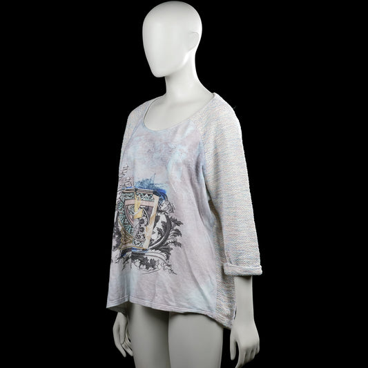 Long-sleeve top - Ivory & Light Blue - Size XXL
