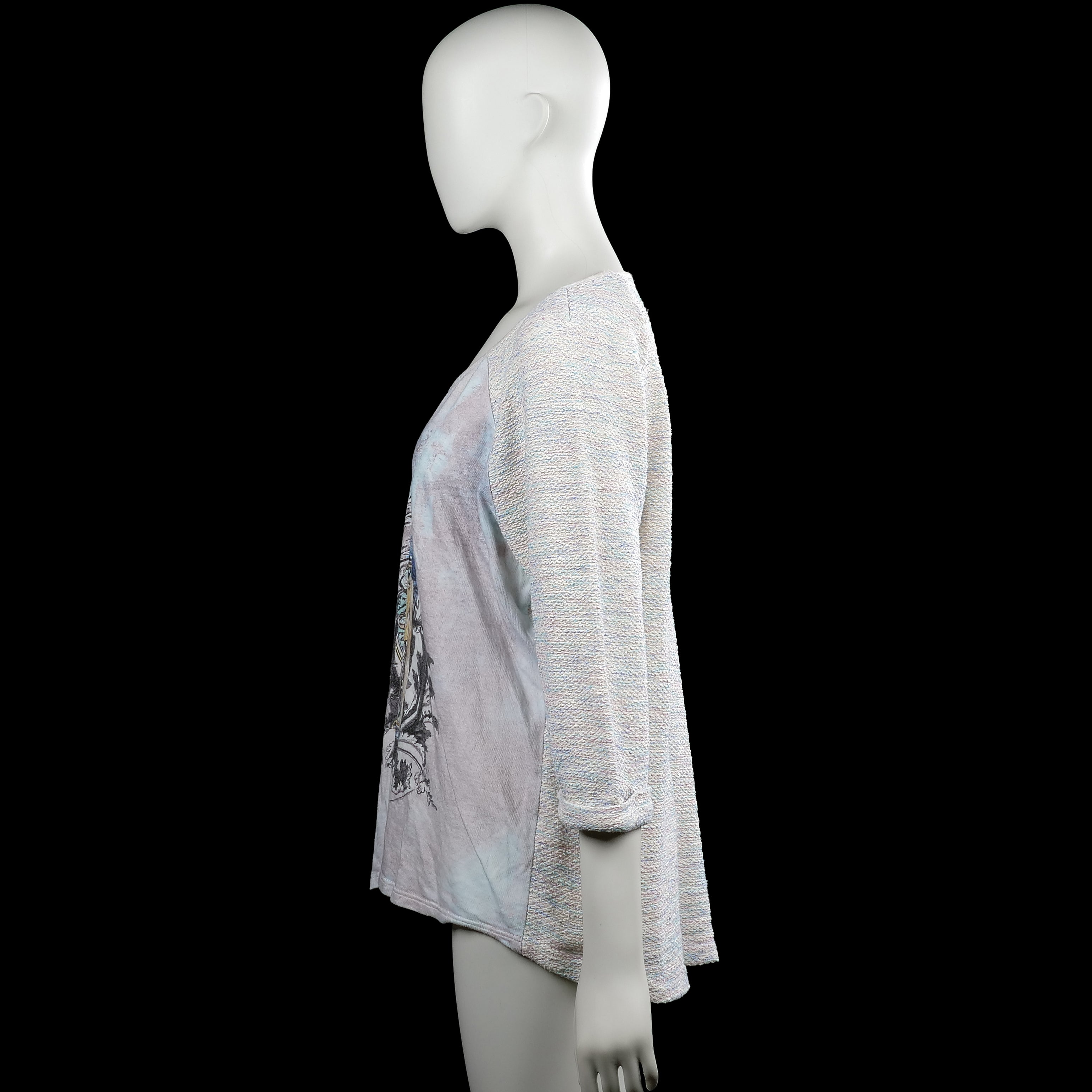 Long-sleeve top - Ivory & Light Blue - Size XXL