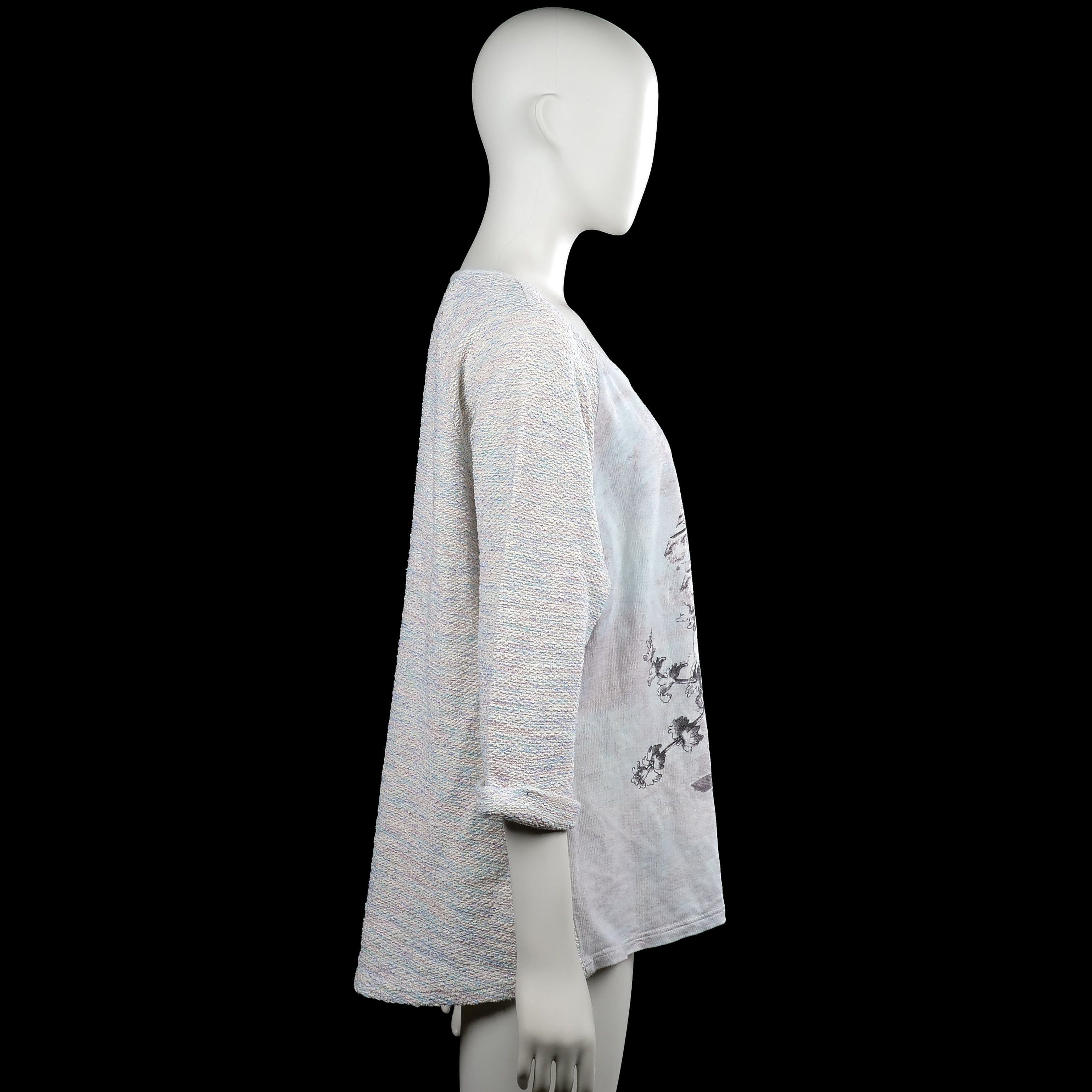 Long-sleeve top - Ivory & Light Blue - Size XXL