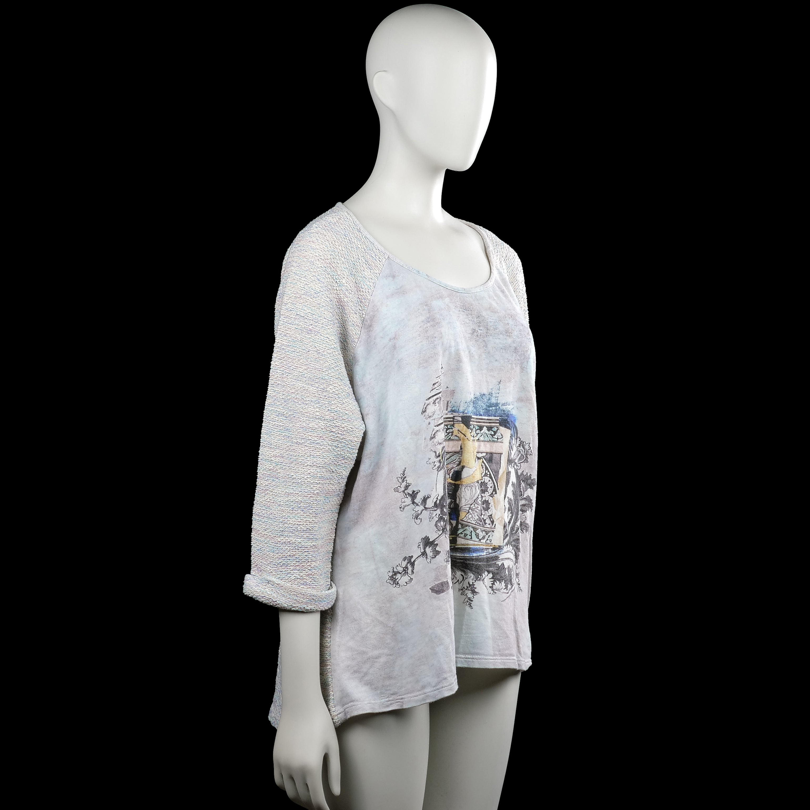 Long-sleeve top - Ivory & Light Blue - Size XXL