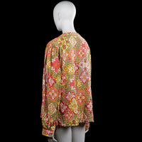 Long-sleeve top - Olive & Pink - Size 44