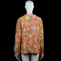 Long-sleeve top - Olive & Pink - Size 44