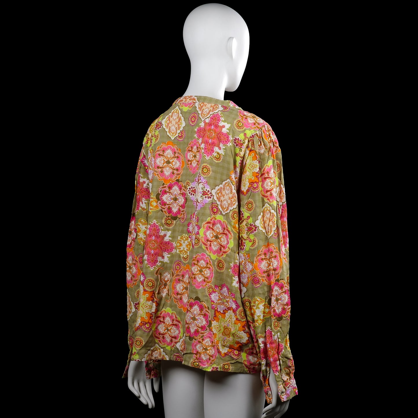 Long-sleeve top - Olive & Pink - Size 44