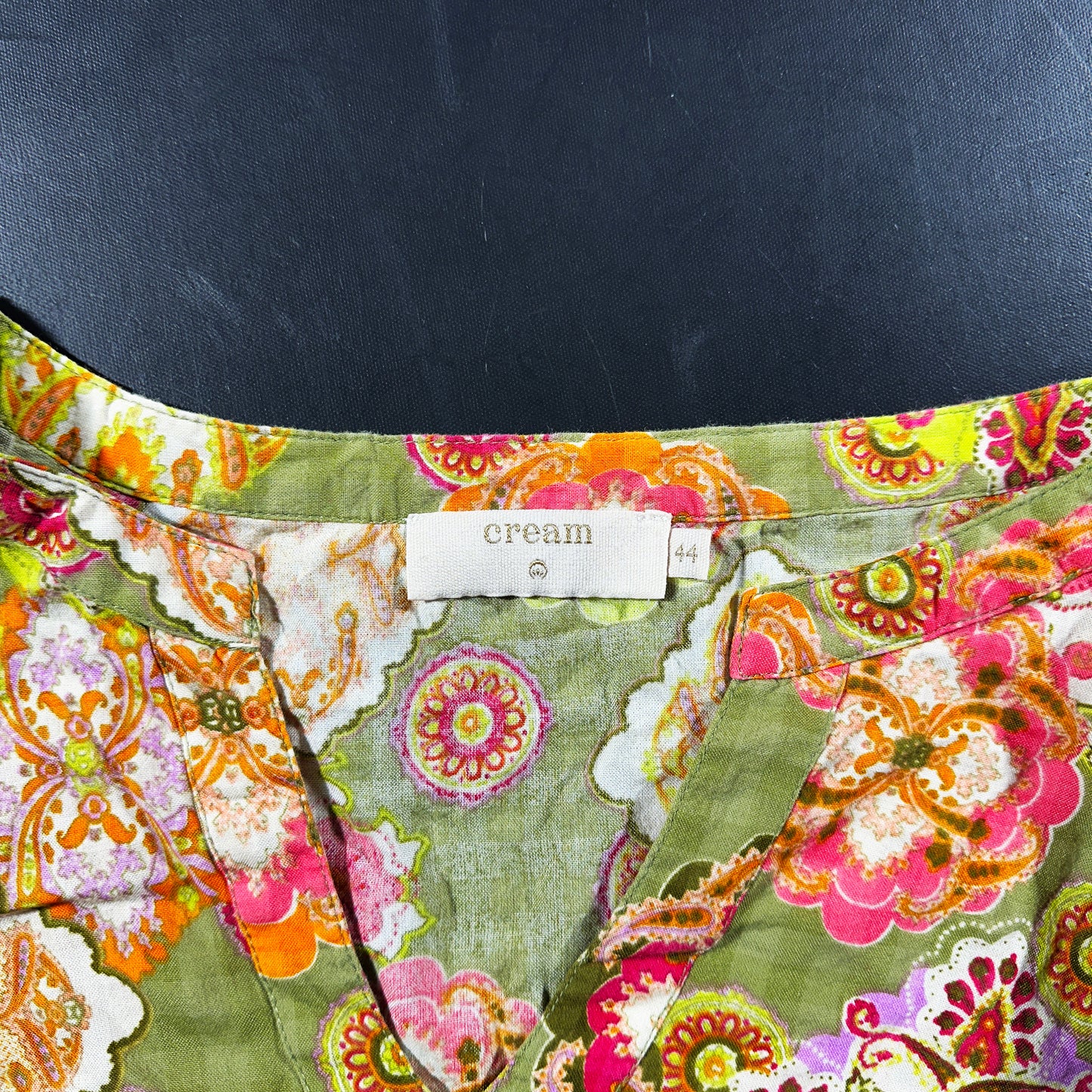 Long-sleeve top - Olive & Pink - Size 44