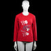 Baray - Long-sleeve top - Red - Size L - Red long-sleeve top with a round neck and straight hem. Features a large Christmas-themed front graphic with text and character illustrations.