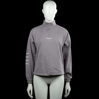 Adidas - Long-sleeve top - Gray - Size 32 - Gray solid pullover with a high neck and a short front zip closure. Long sleeves with elastic cuffs and a straight hem.