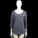 10days - Long-sleeve top - Gray - Size S - Solid gray top with a scoop neckline and three-quarter sleeves with plain cuffs. Curved hem with a small patch detail near the lower front.