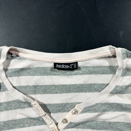 Long-sleeve top - White & Gray - Size 42