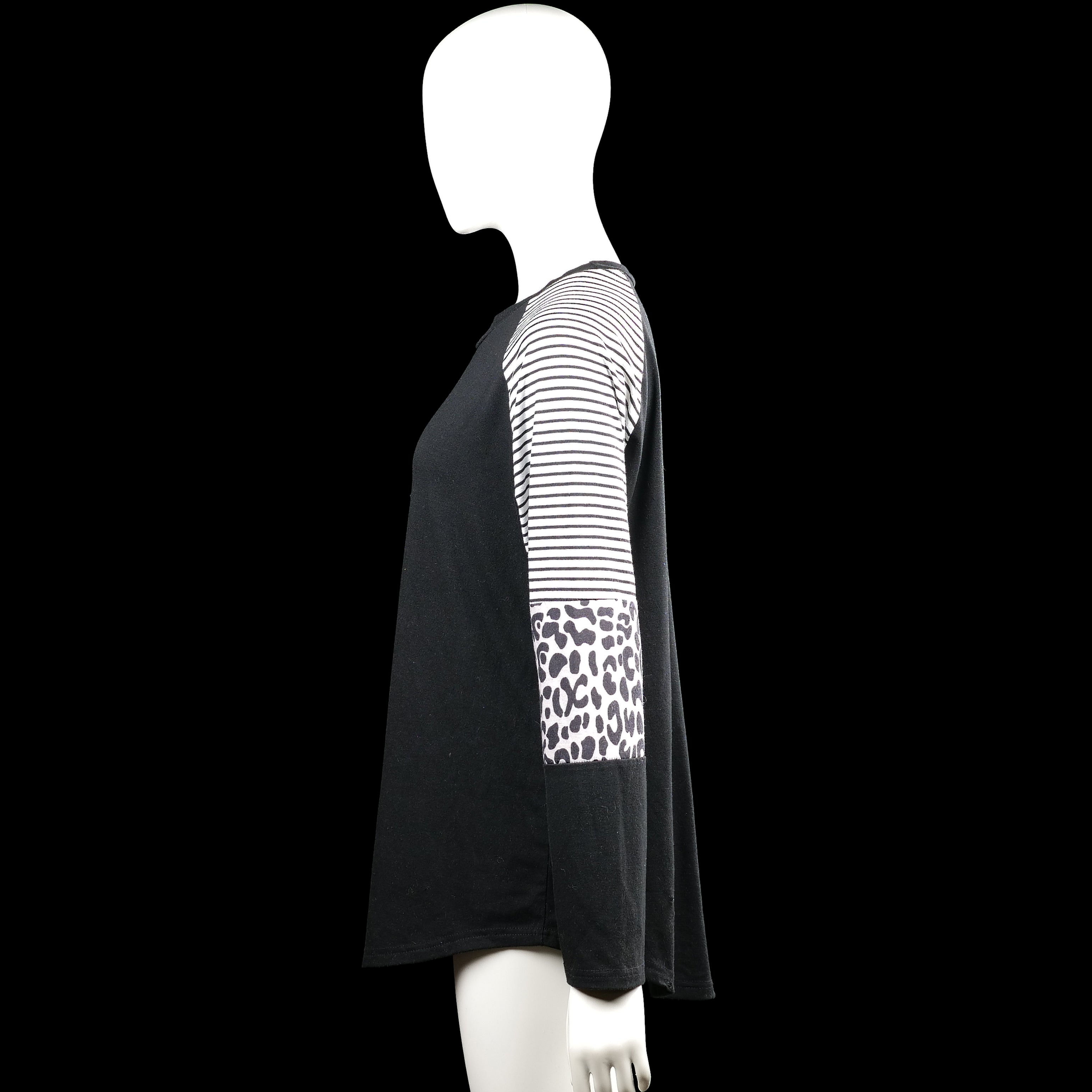 Long-sleeve top - Black & White - Size XL