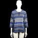 Micha - Long-sleeve top - Navy & White - Size XL - Navy and white striped top with a round neckline and a short center zip at the front. Three-quarter sleeves with plain cuffs and a straight hem.