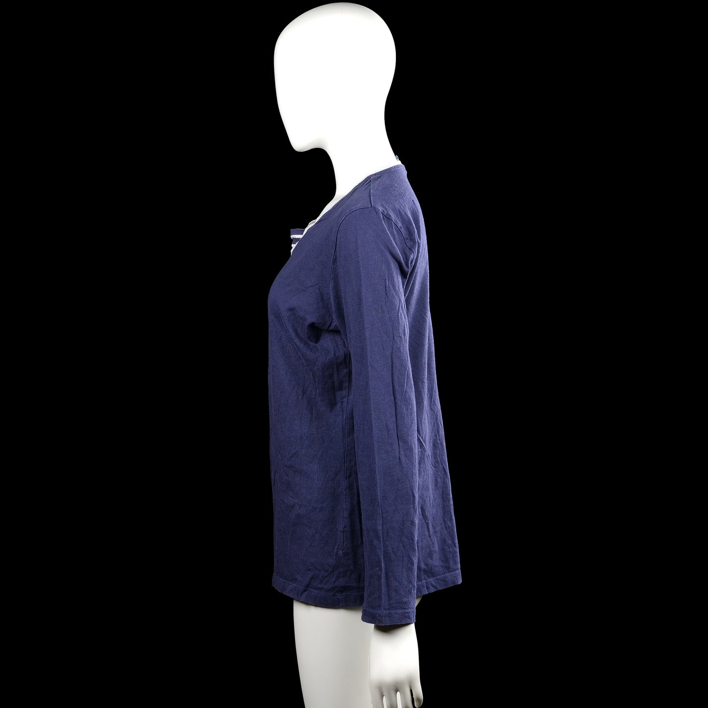 Long-sleeve top - Navy & White - Size L