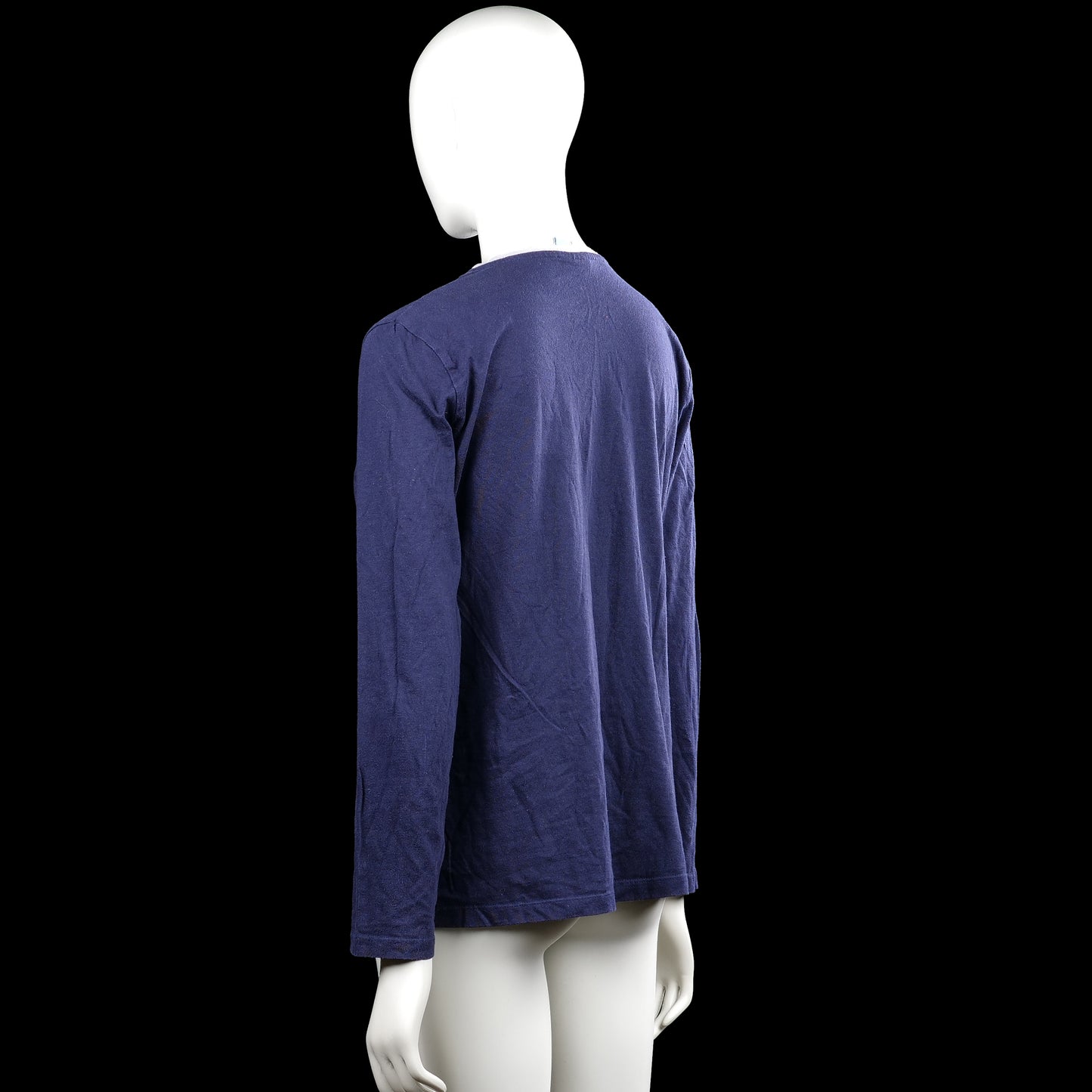 Long-sleeve top - Navy & White - Size L