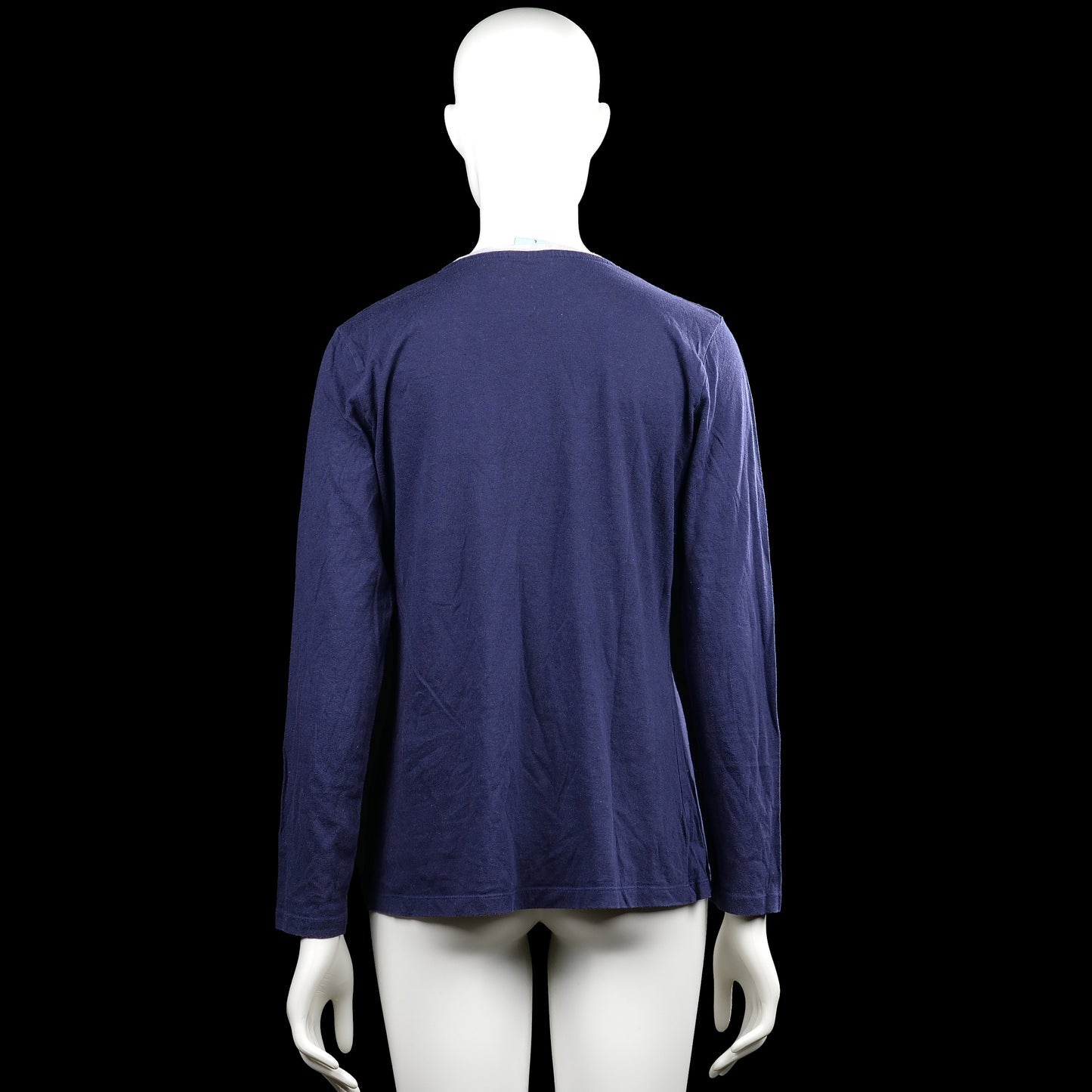 Long-sleeve top - Navy & White - Size L
