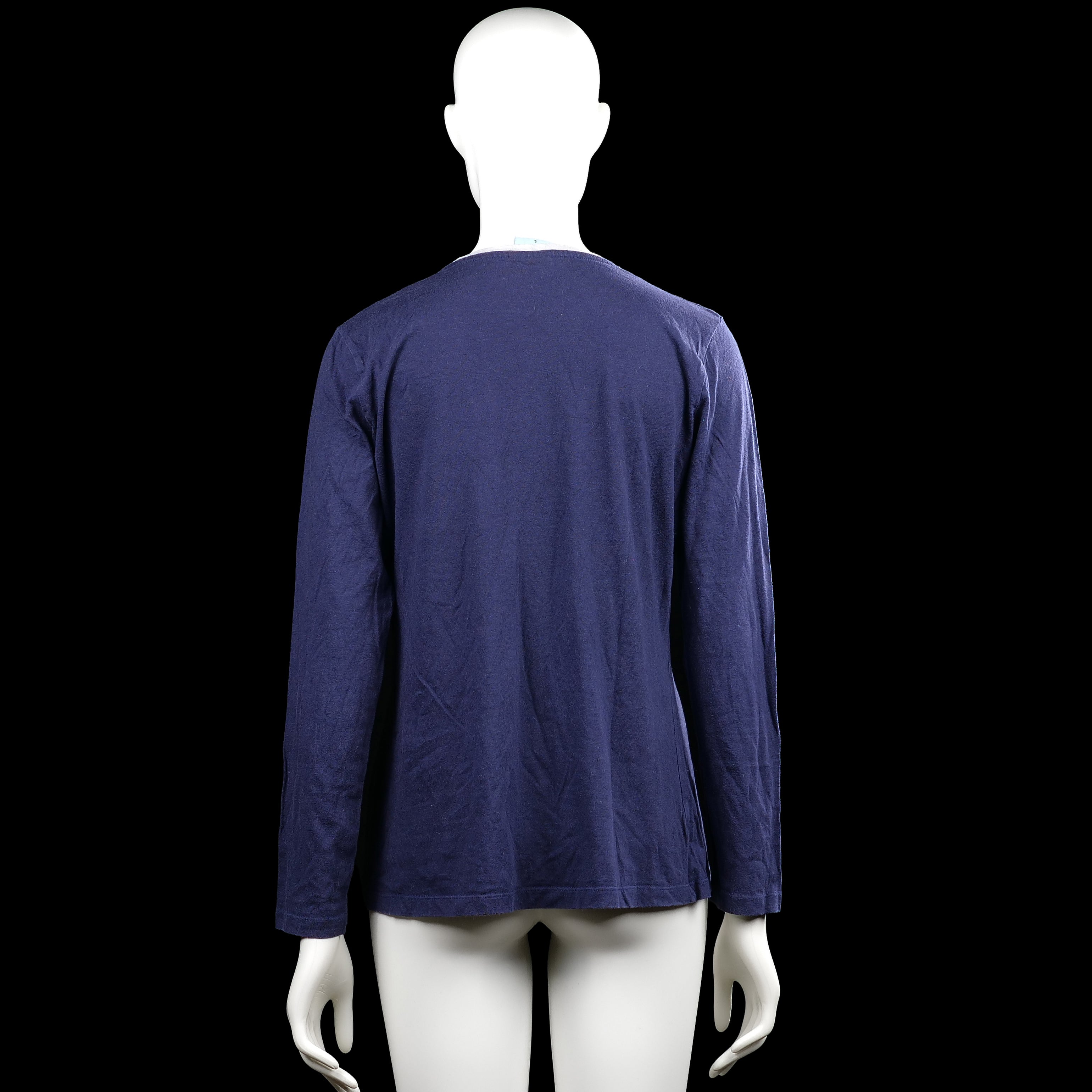 Long-sleeve top - Navy & White - Size L