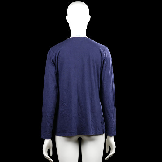 Long-sleeve top - Navy & White - Size L
