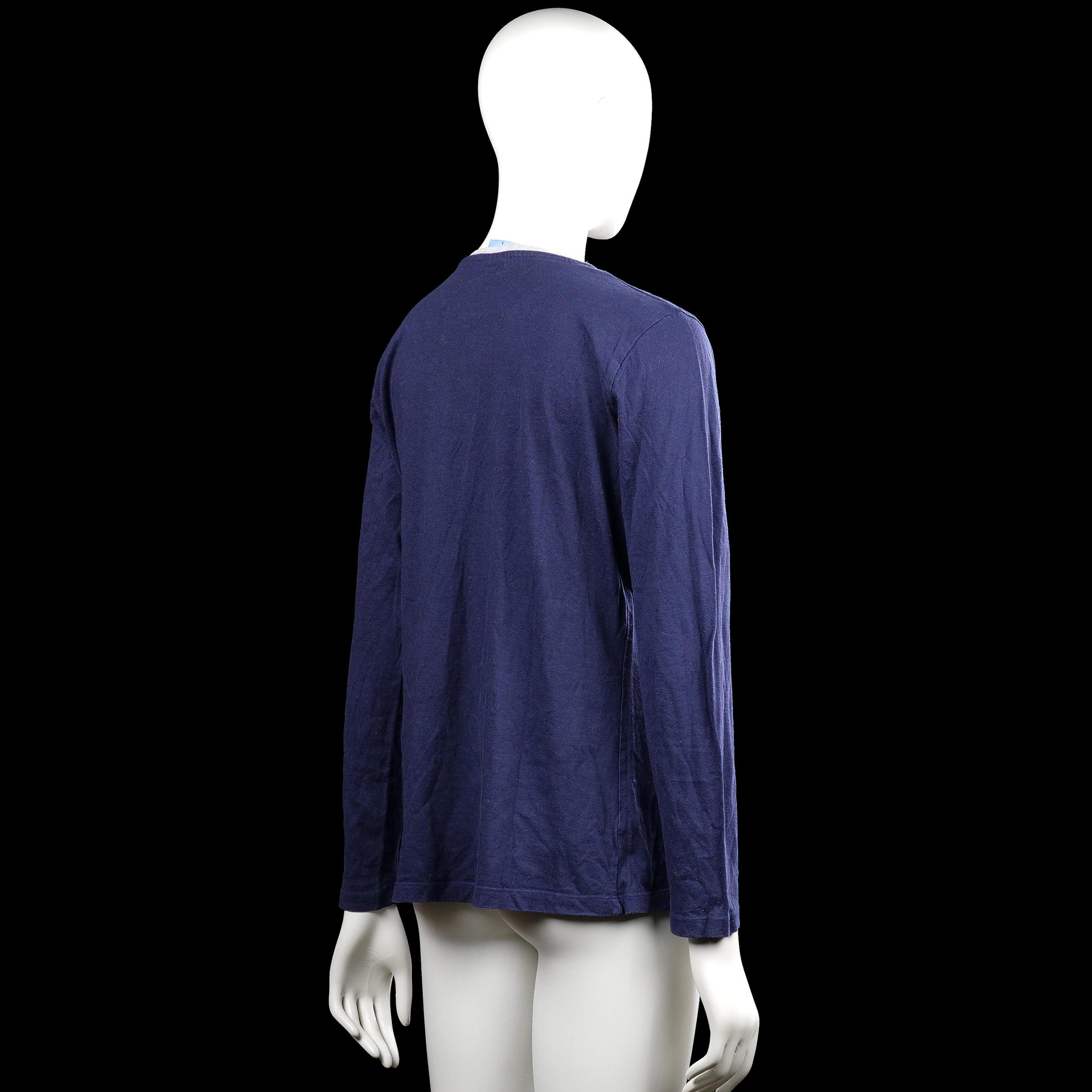Long-sleeve top - Navy & White - Size L