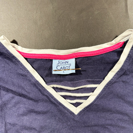 Long-sleeve top - Navy & White - Size L