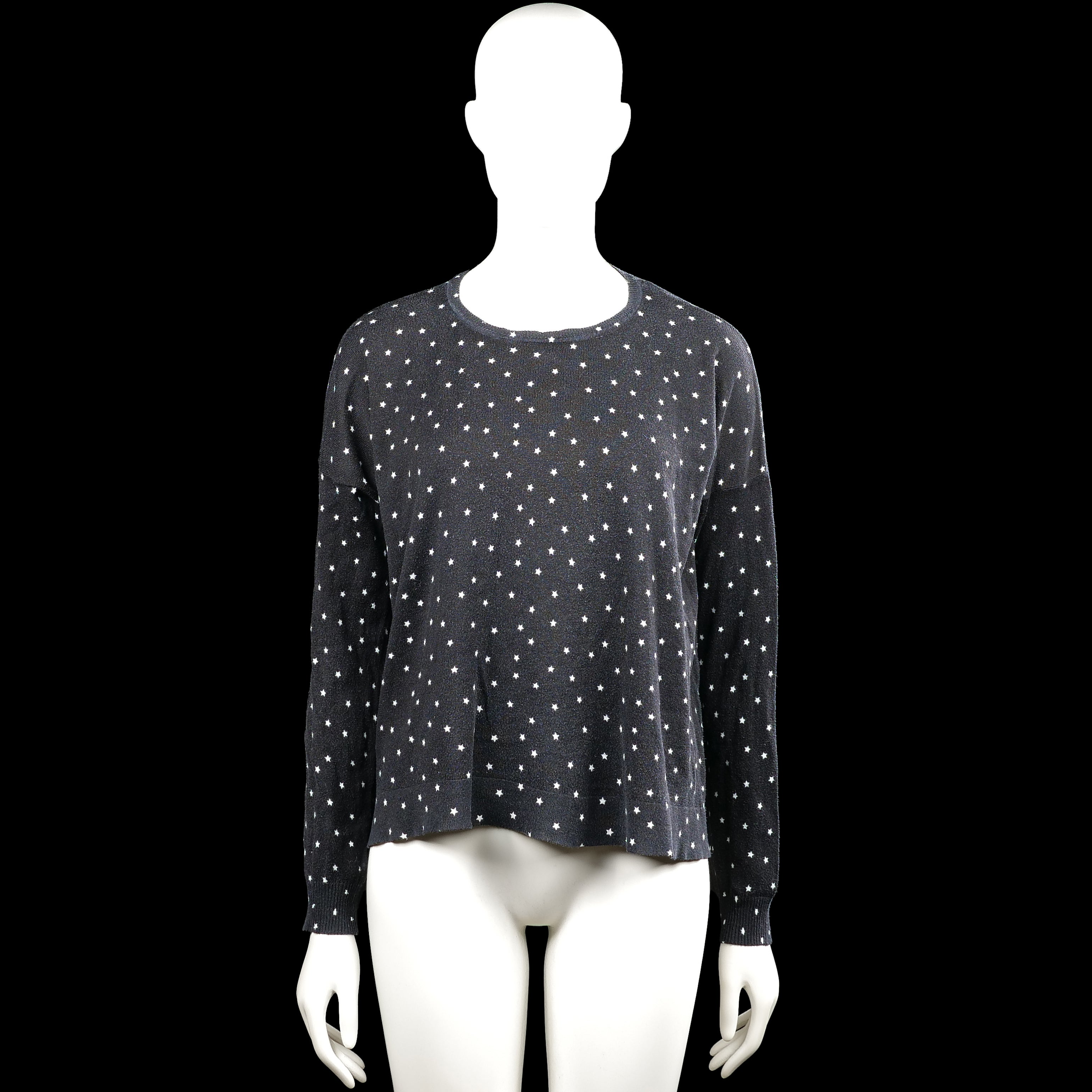 Mango - Long-sleeve top - Dark Gray & White - Size M - Dark gray long-sleeve top with a round neckline and an all-over white star print. Ribbed cuffs and a straight hem.