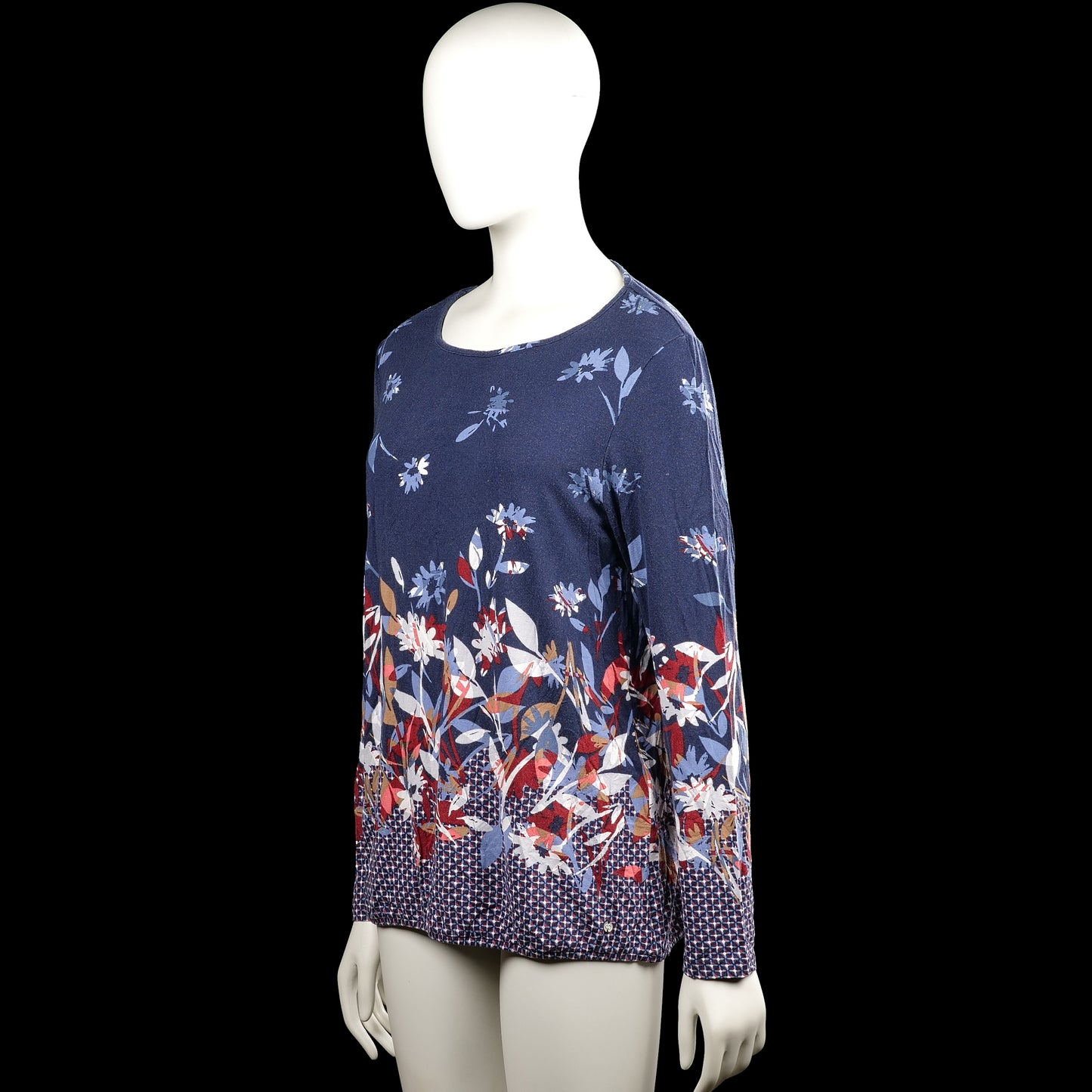 Long-sleeve top - Navy & Red - Size 40