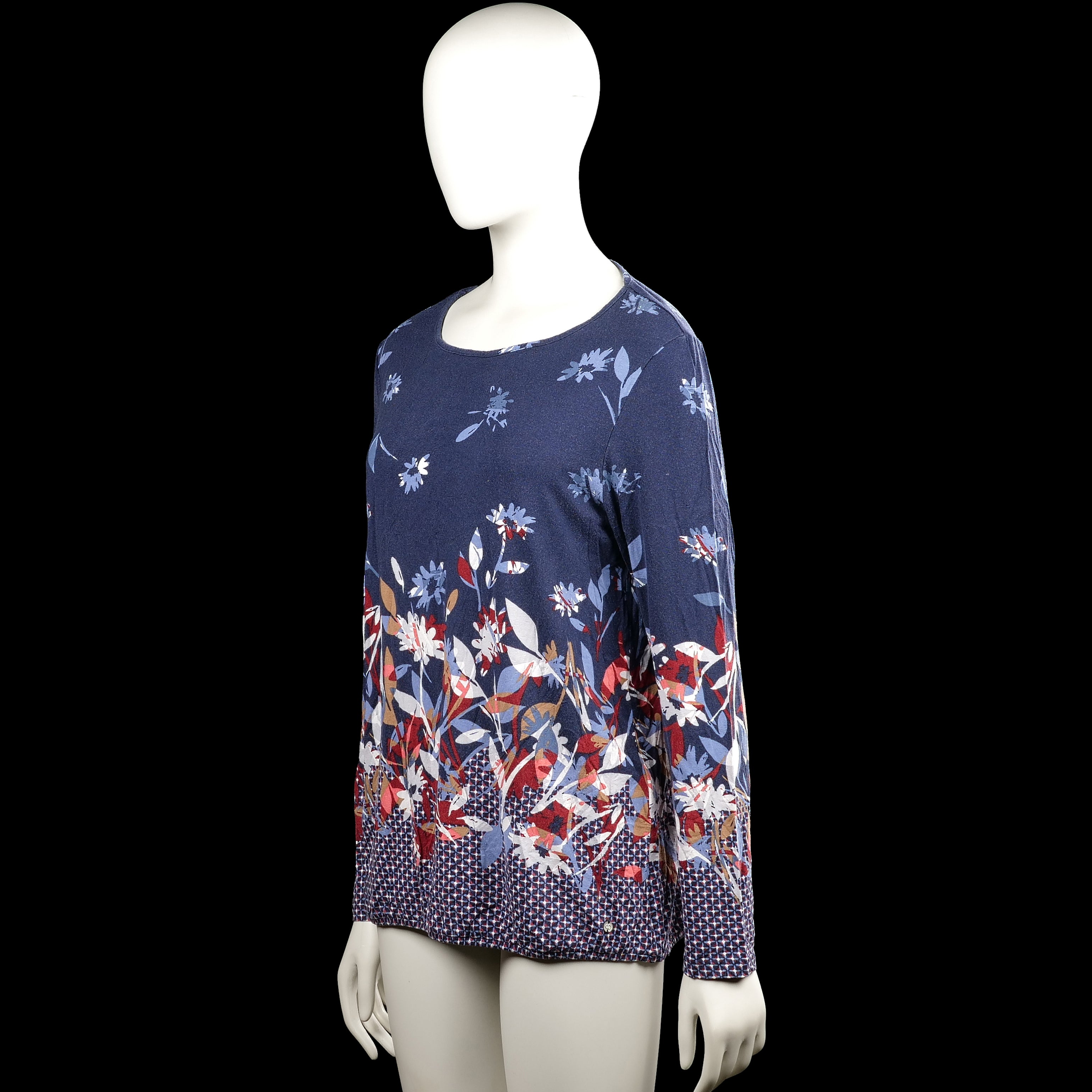 Long-sleeve top - Navy & Red - Size 40