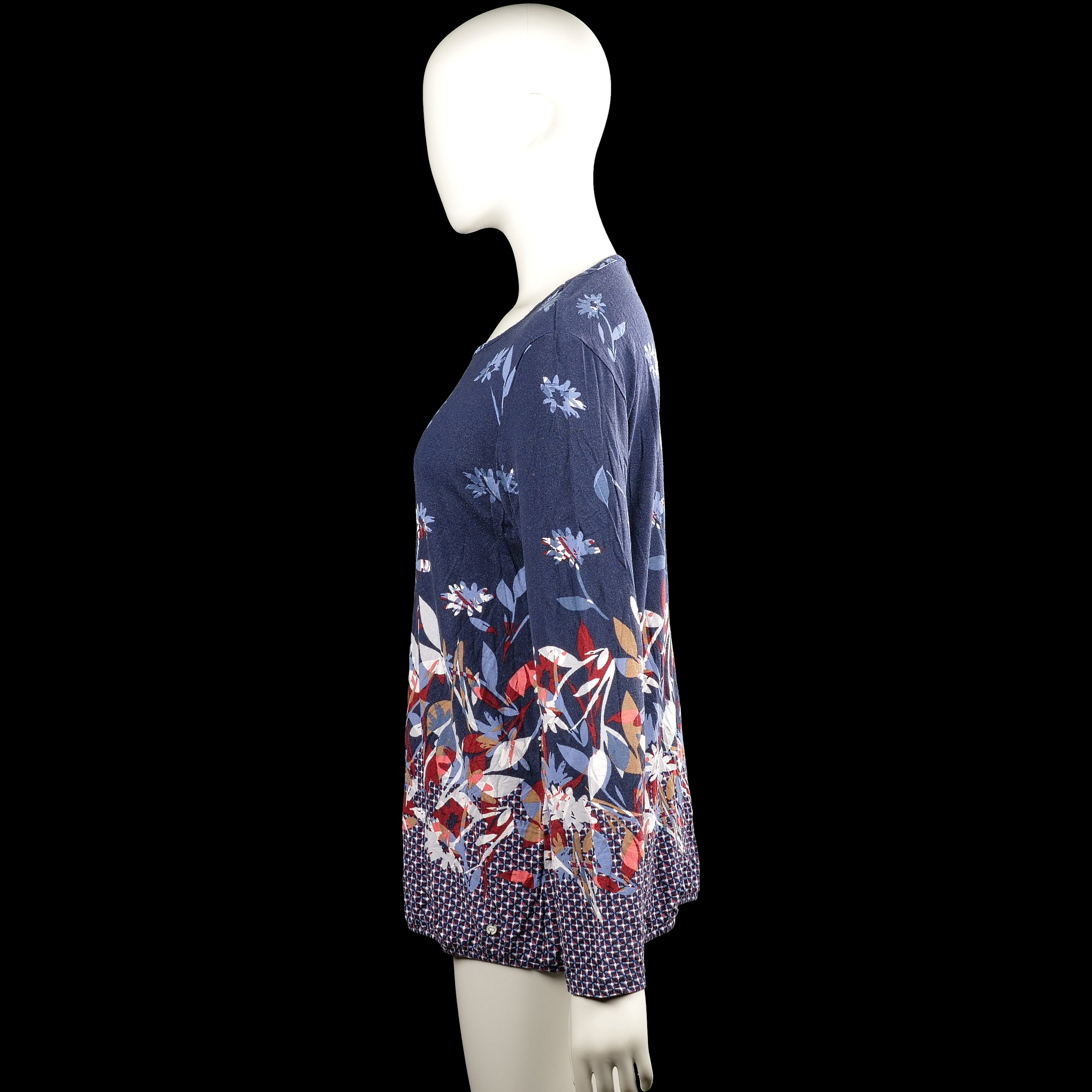 Long-sleeve top - Navy & Red - Size 40