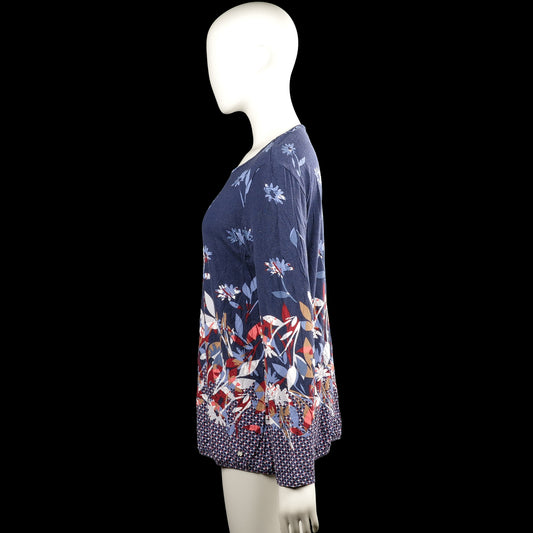 Long-sleeve top - Navy & Red - Size 40