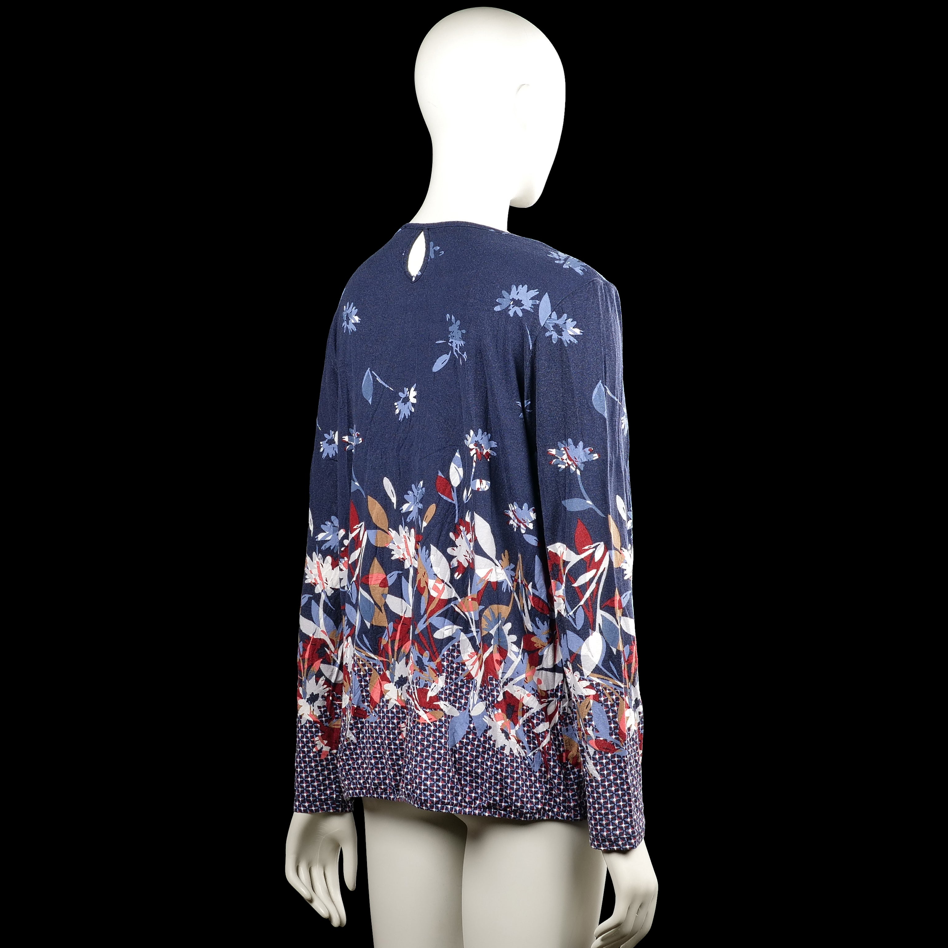 Long-sleeve top - Navy & Red - Size 40
