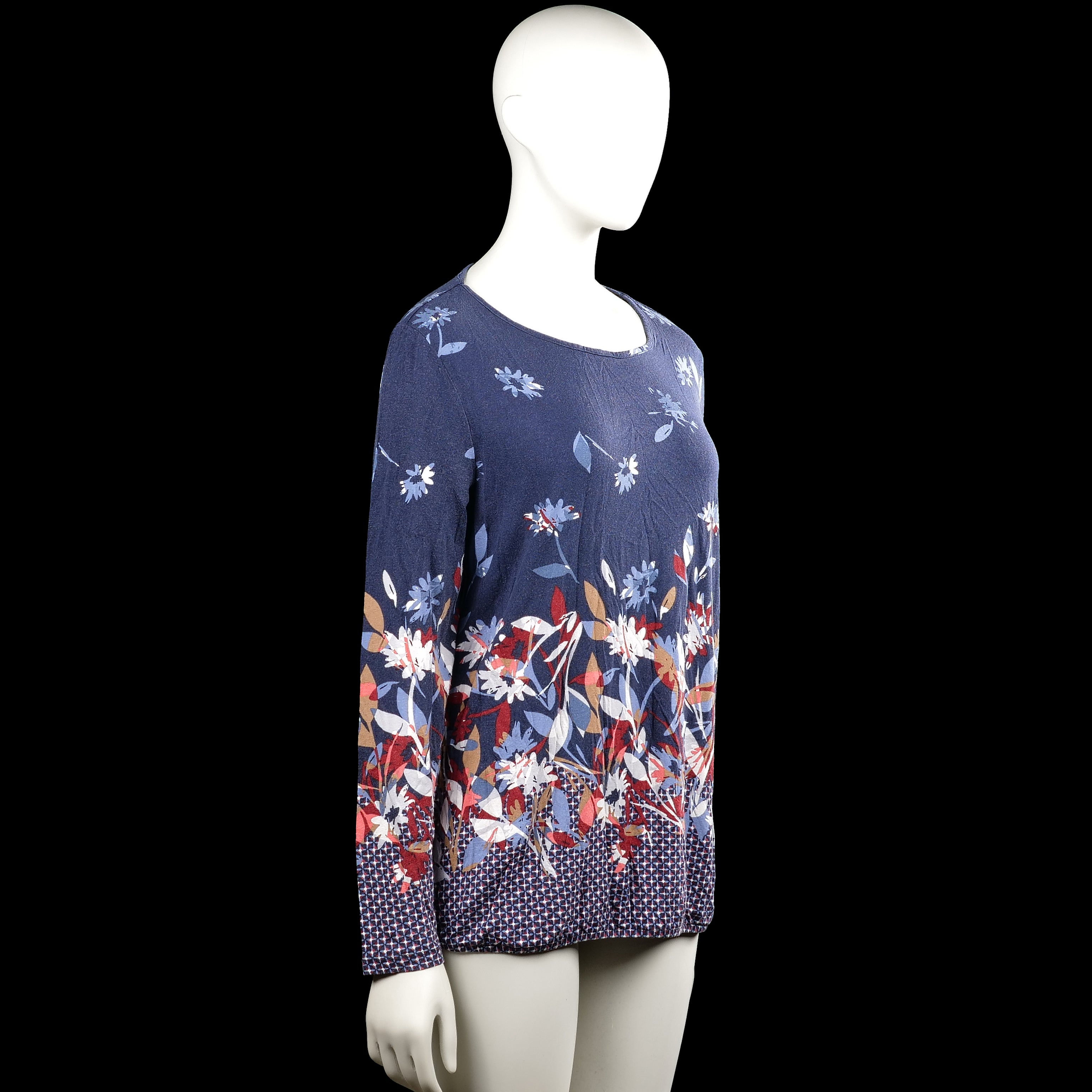 Long-sleeve top - Navy & Red - Size 40