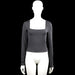 Amisu - Long-sleeve top - Charcoal - Size L - Charcoal solid top with a squared neckline and long sleeves. Straight hem and plain cuffs with no visible closures.