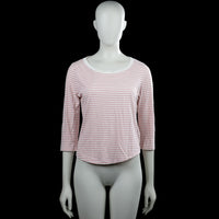 Cos - Long-sleeve top - Pink & White - Size S - Pink and white striped top with a scoop neck and three-quarter sleeves. Curved hem and plain cuffs.