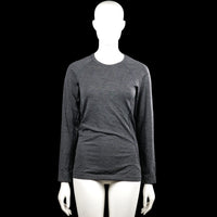 H&M - Long-sleeve top - Dark Gray - Size M - Dark gray long-sleeve top with a round neckline and raglan seams. Features ribbed cuffs and a straight hem.