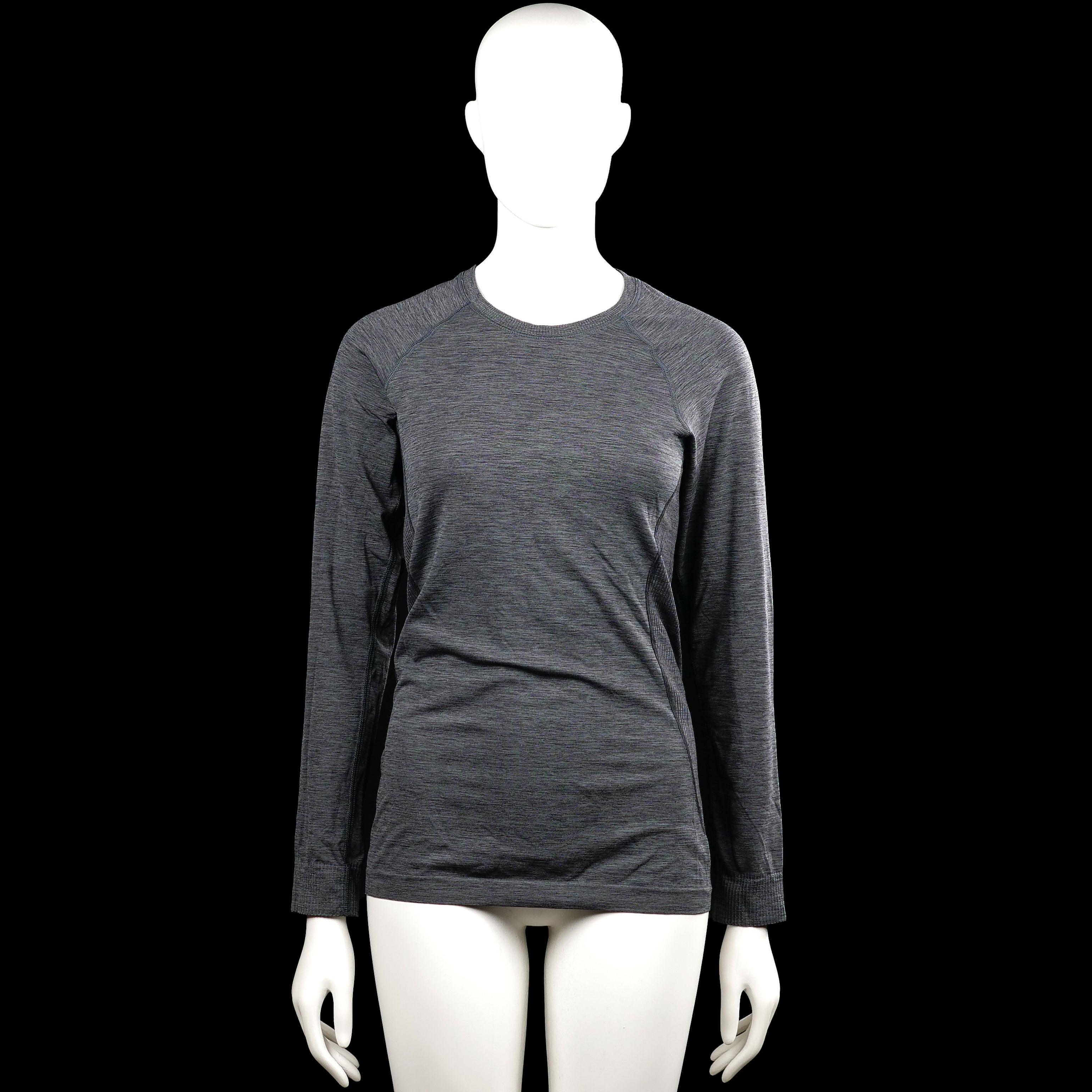 H&M - Long-sleeve top - Dark Gray - Size M - Dark gray long-sleeve top with a round neckline and raglan seams. Features ribbed cuffs and a straight hem.