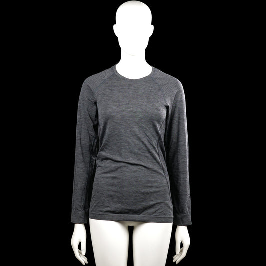 H&M - Long-sleeve top - Dark Gray - Size M - Dark gray long-sleeve top with a round neckline and raglan seams. Features ribbed cuffs and a straight hem.
