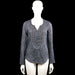 Maison Scotch - Long-sleeve top - Charcoal & Mint - Size S - Charcoal and mint leopard-pattern top with a V-neck and button placket. Long sleeves with button cuffs and a curved hem.