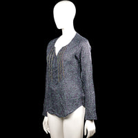 Long-sleeve top - Charcoal & Mint - Size S