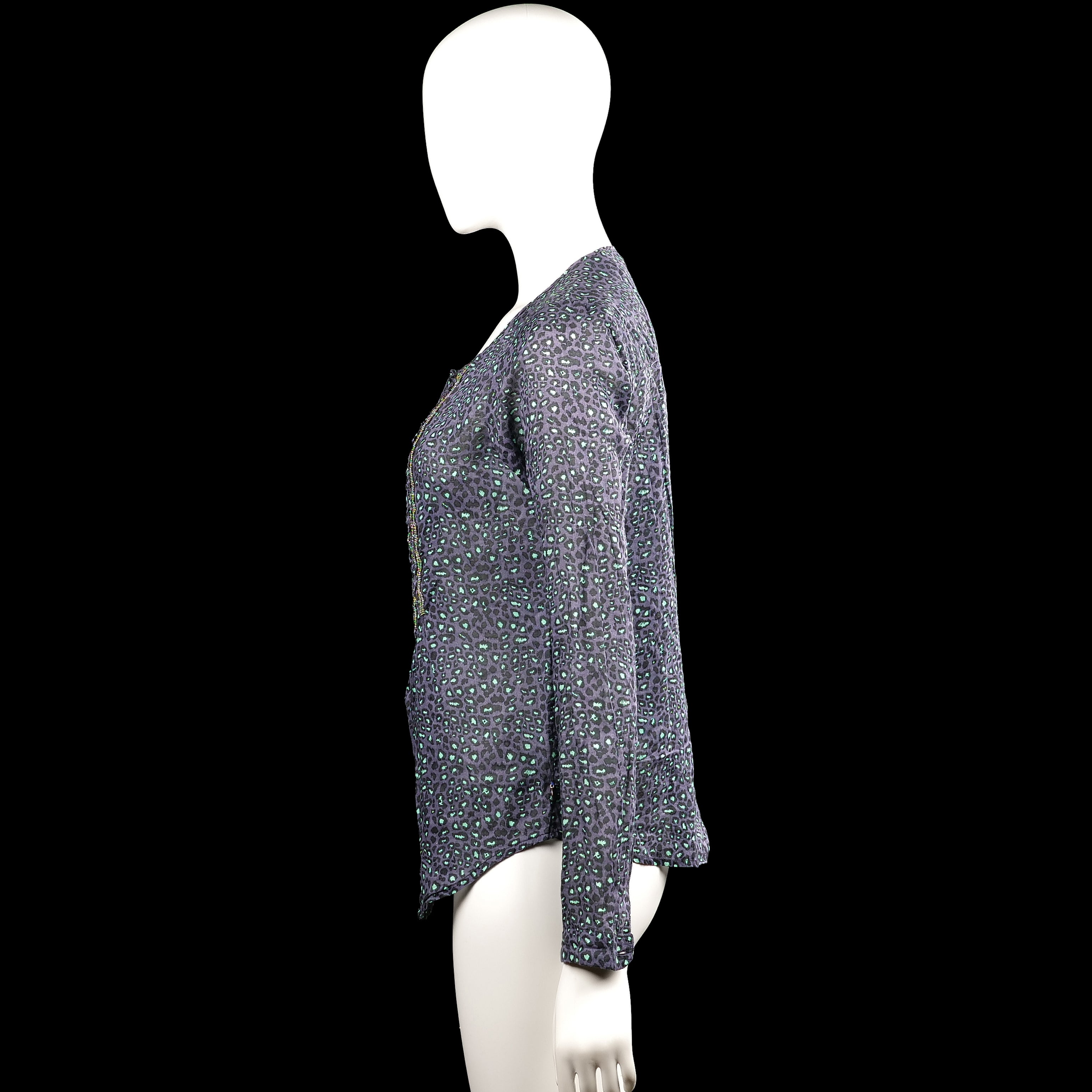 Long-sleeve top - Charcoal & Mint - Size S