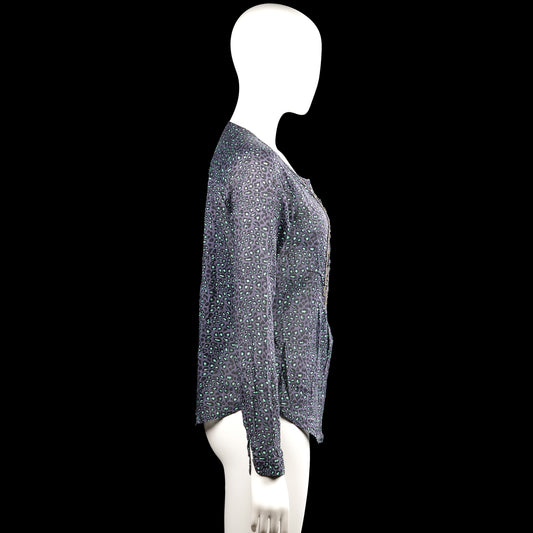 Long-sleeve top - Charcoal & Mint - Size S