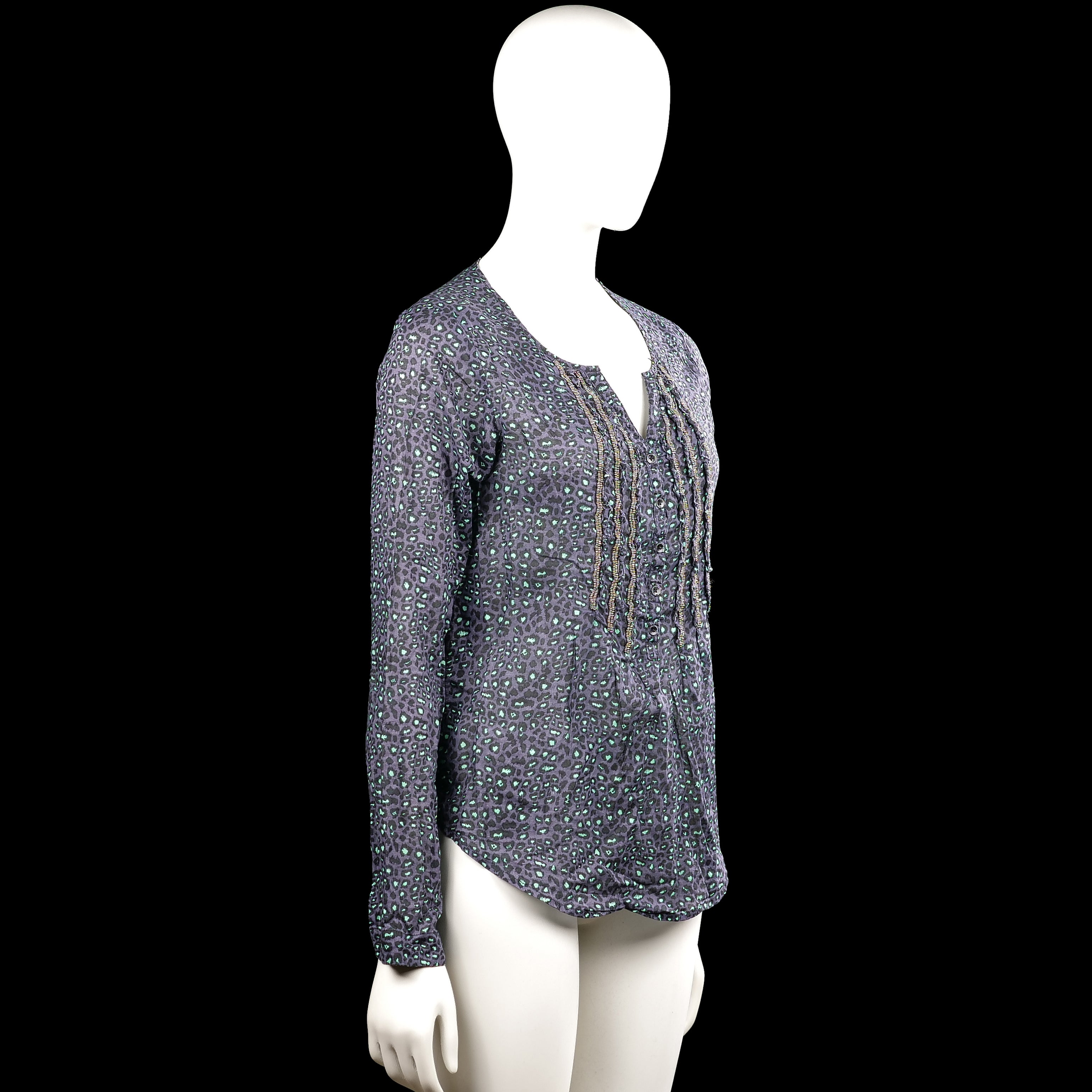 Long-sleeve top - Charcoal & Mint - Size S