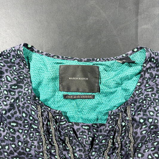 Long-sleeve top - Charcoal & Mint - Size S