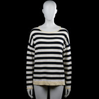 Gerry weber - Long-sleeve top - Navy & White - Size XXL - Navy and white striped top with a round neckline and long sleeves. Features plain cuffs and a straight hem with a wide beige band.
