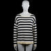 Gerry weber - Long-sleeve top - Navy & White - Size XXL - Navy and white striped top with a round neckline and long sleeves. Features plain cuffs and a straight hem with a wide beige band.