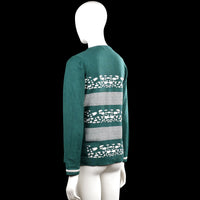 Long-sleeve top - Forest Green & White - Size S