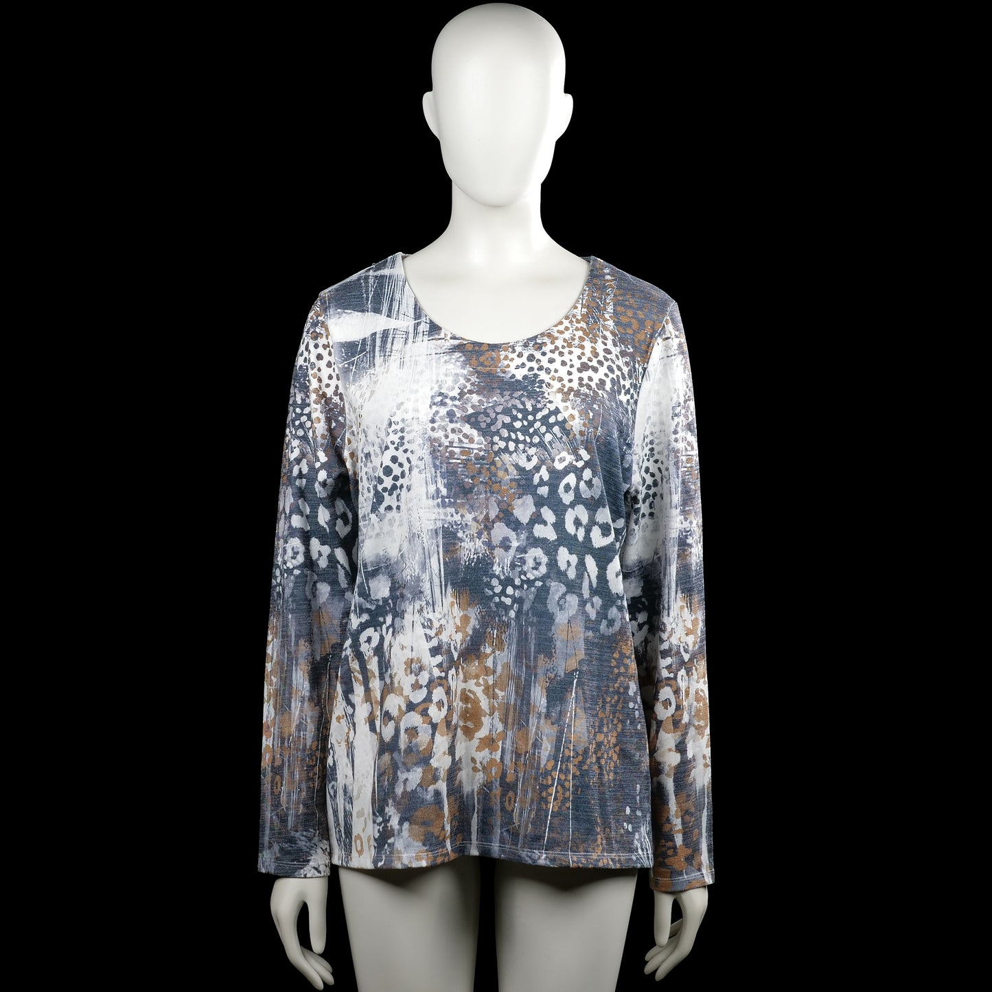 Dreamstar - Long-sleeve top - Multicolored - Size L - Multicolored printed top with a scoop neckline and long sleeves. Straight hem and plain cuffs.