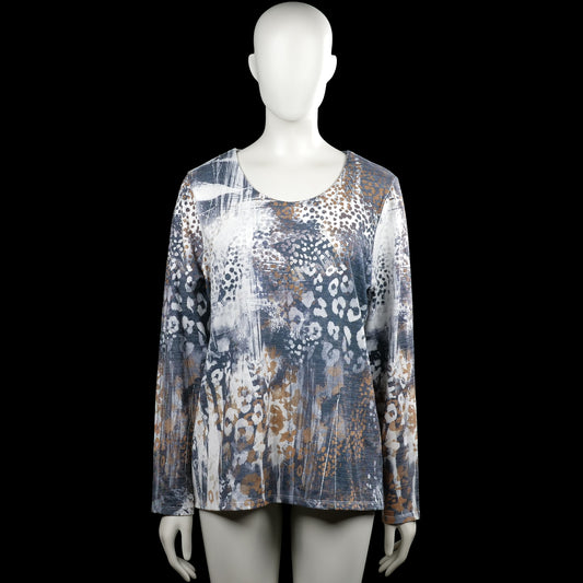 Dreamstar - Long-sleeve top - Multicolored - Size L - Multicolored printed top with a scoop neckline and long sleeves. Straight hem and plain cuffs.